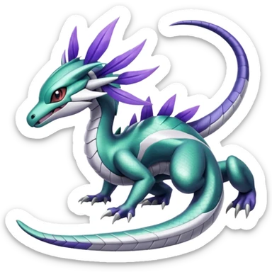 Shiny Green and Purple Palkia-Seviper-Silvally-Dialga-fusion sticker