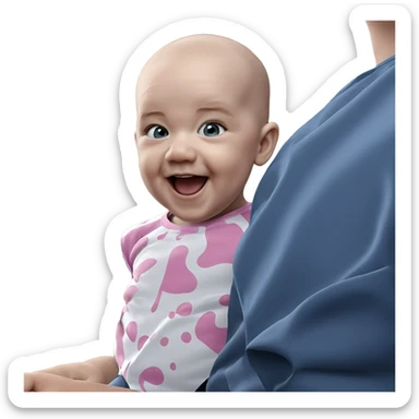 bald boy smiling brightly sticker