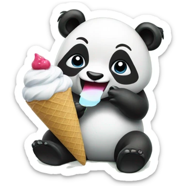 Panda eating ice cream sticker