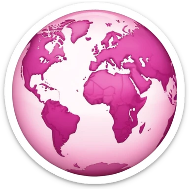 planet earth in apple emoji style with pink continents and a pink ring around it sticker