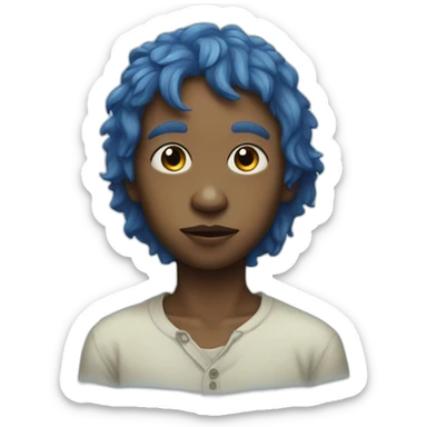 mysterious blue skin boy portrait; fishman sticker