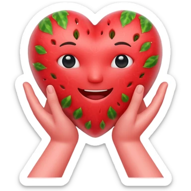 emoji of watermelon-red heart with giving hands sticker