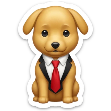 golden dog with white tie,red shirt cut body sticker