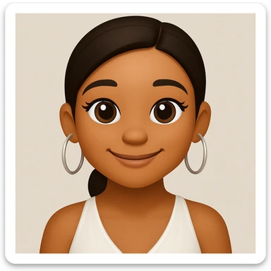 turn the second man in emoji style of the 1st image, match the facial features and match dressing style of the 2nd image, she is wearing white tank top lose sticker