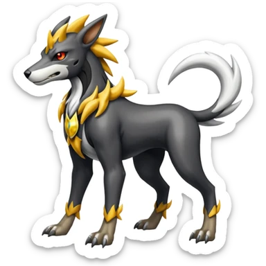 white and grey colorful shiny edgy cool badass Manectric-Houndoom-fusion-hybrid-Fakémon-creature, full body sticker