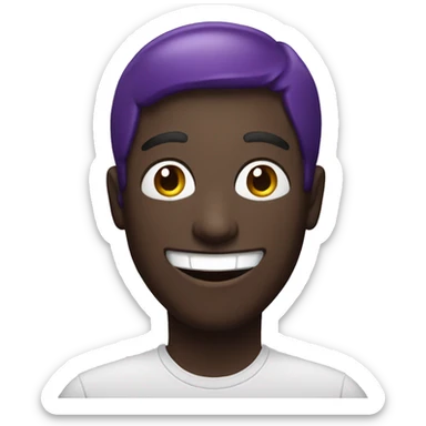 smiling guy with eggplant sticker