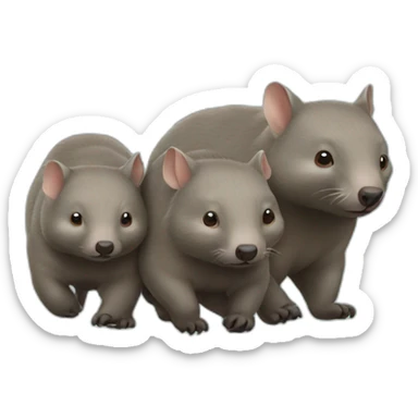 wombat family of four walking sticker
