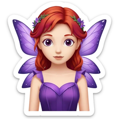 fairy with plums red hair wearing purple  sticker