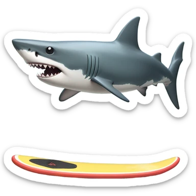 A shark surf boarding  sticker
