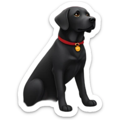 Un labrador noir qui vole dans le ciel avec une cape rouge sticker