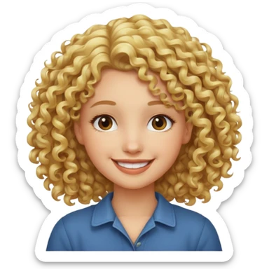 Blonde curly hair girl smiling  sticker