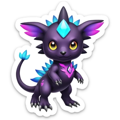 Cute cool colorful dark nebula Digimon-animal-hybrid full body sticker