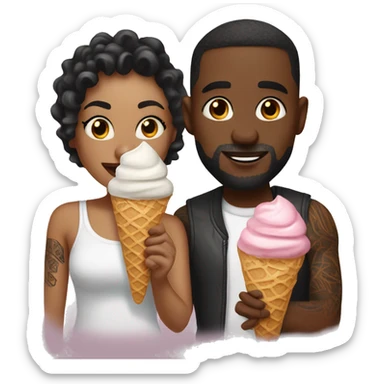 Cute ice cream date for beautiful tattooed couple sticker