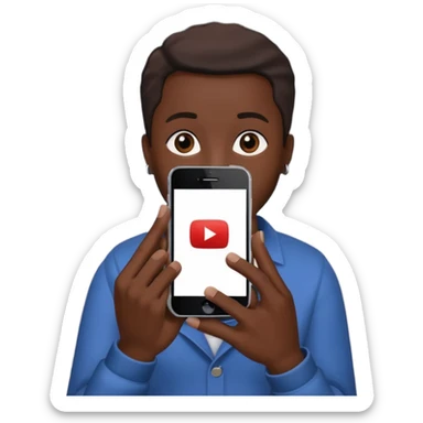 African American hand holding iPhone on YouTube app showing video views sticker