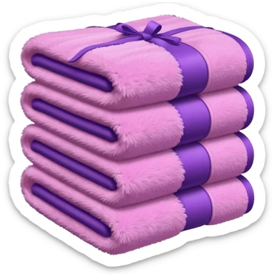 stacked towels in soft pink and purple sticker