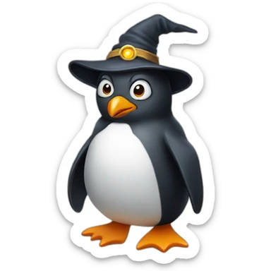 penguin wearing wizard har sticker