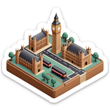 isometric london clay 3d sticker