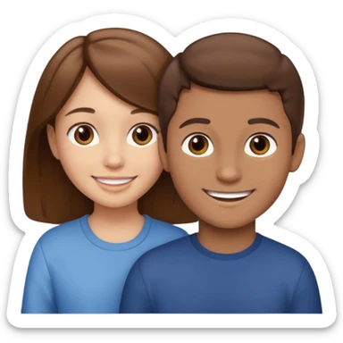 Fight girl and boy Brown hair  sticker