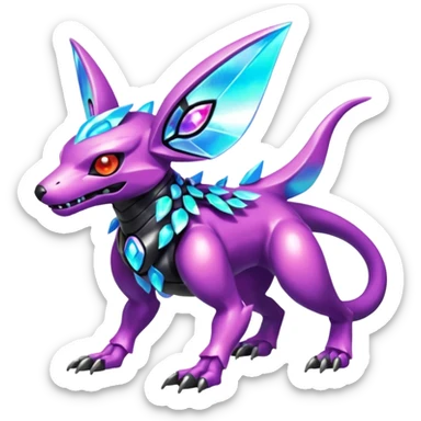  exotic colorful Protogen-Fakémon-Pokémon-Spectrobes-Digimon-Vernid-creature (full body) sticker