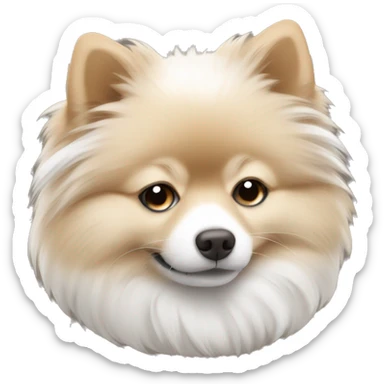 sleeping lying down pomeranian-spitz mix light brown and white with gray ears sticker