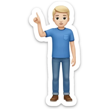 A boy poitning to someone next to him. Full body. sticker