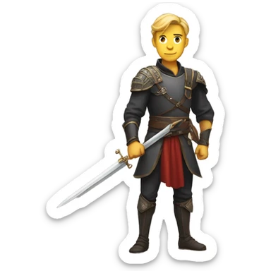 a handsome guy turning back with sword in his hand sticker