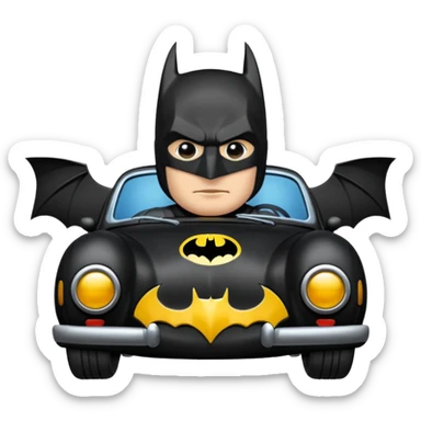 create a emoji batman with his car in gotham sticker
