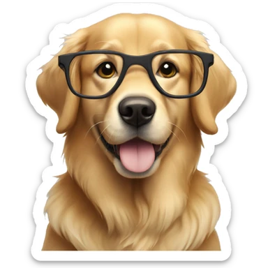 Golden retriever with eye glasses   sticker