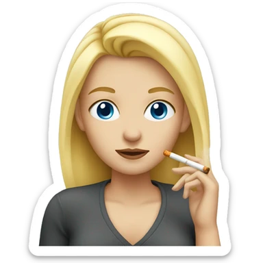 blonde girl with blue eyes smoking sticker