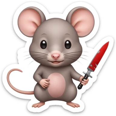 CREA UNA RATA KAWAII SOSTENIENDO UN CUCHILLO sticker