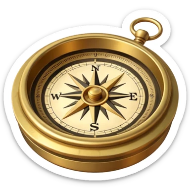 pirate compass object icon, brass compass, adventure style, 3D cartoon, mobile game icon style, centered, clean background, no text, no watermark
 sticker