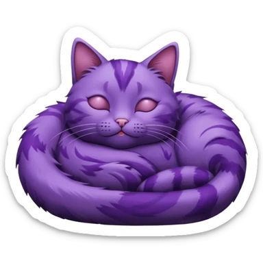 Un gato morado que este acurrucada con los ojos cerrados en una alfombra sticker