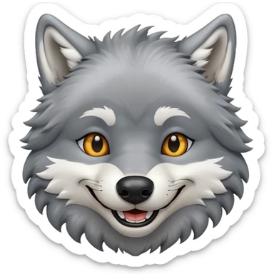 happy wolf head sticker