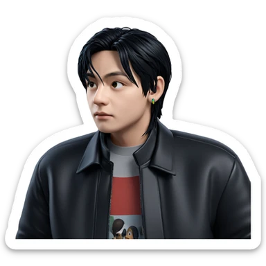 boy in black jacket with earphones sticker