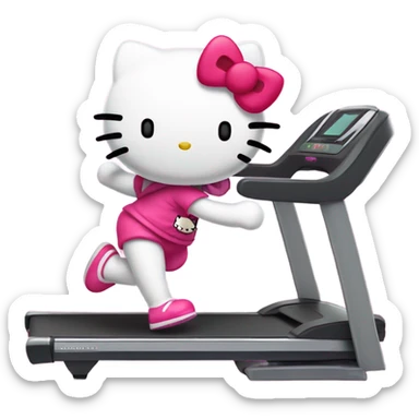 hello kitty running on a treadmill  sticker