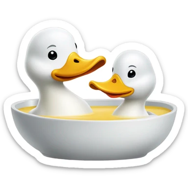Two ducks eating soup sticker