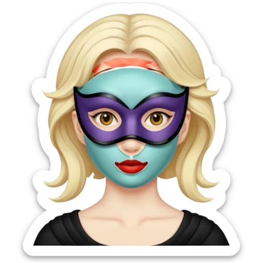 Woman with a mask on her face sticker