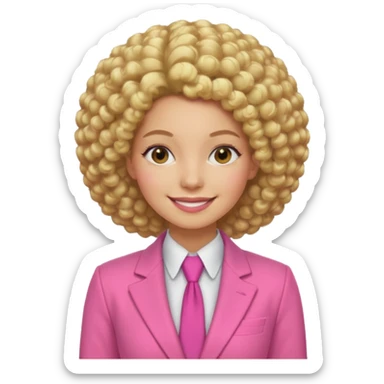 afro blonde hair woman pink suit sticker