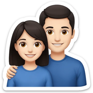 Brother ans sister, white skin, dark hair sticker