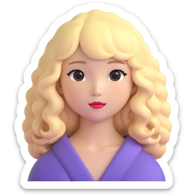 Japanese girl with voluminous blonde wavy hair sticker