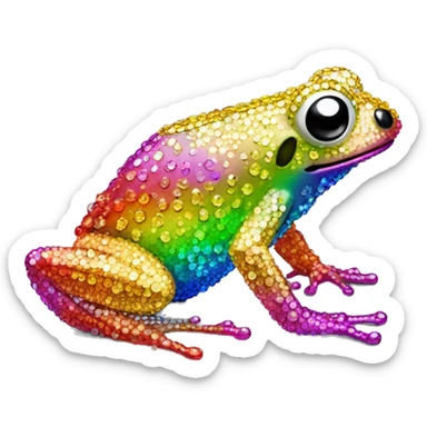 Rhinestoned rainbow frog  sticker