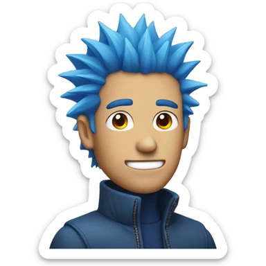 Man with blue spiky hair sticker
