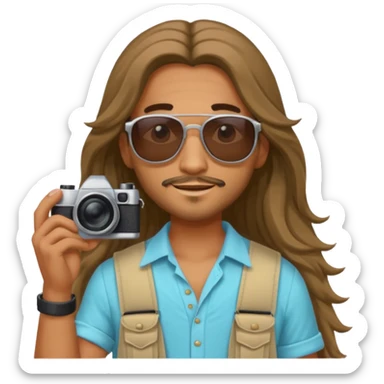 long haired fotographer with summer clothes and sun glasses sticker