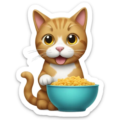 Cat eating food  sticker