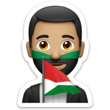 Man with Palestinian flag  sticker