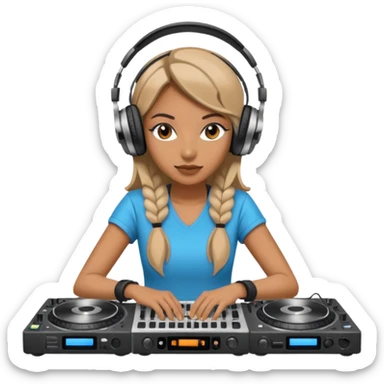 woman dj with setup sticker