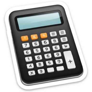 Minimalistic flat vector icon, iOS style, thin black contour on white background. Calculator and geometric shapes (triangle, circle). No text, no shadows. sticker