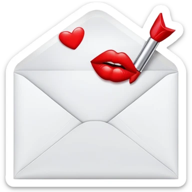 An envelope with a kiss print sticker