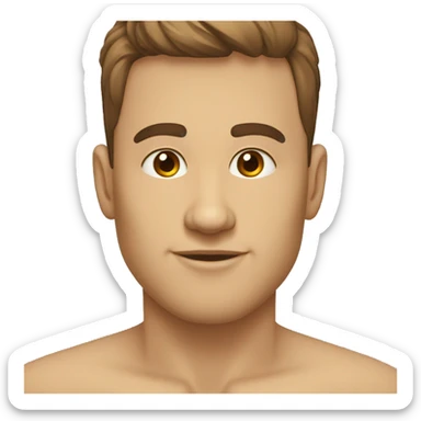 tete ronde, homme, peau beije, cheveux et yeux maron, cheveux lisse court avec un degrader sticker