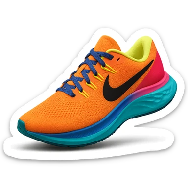 Nike sneaker, modern running shoe, vibrant colors, dynamic angle, minimal background sticker
